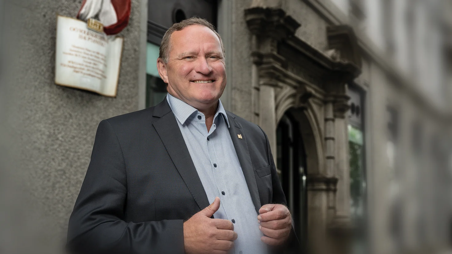 Bild von Matthäus Schobesberger in der Domgasse in Linz